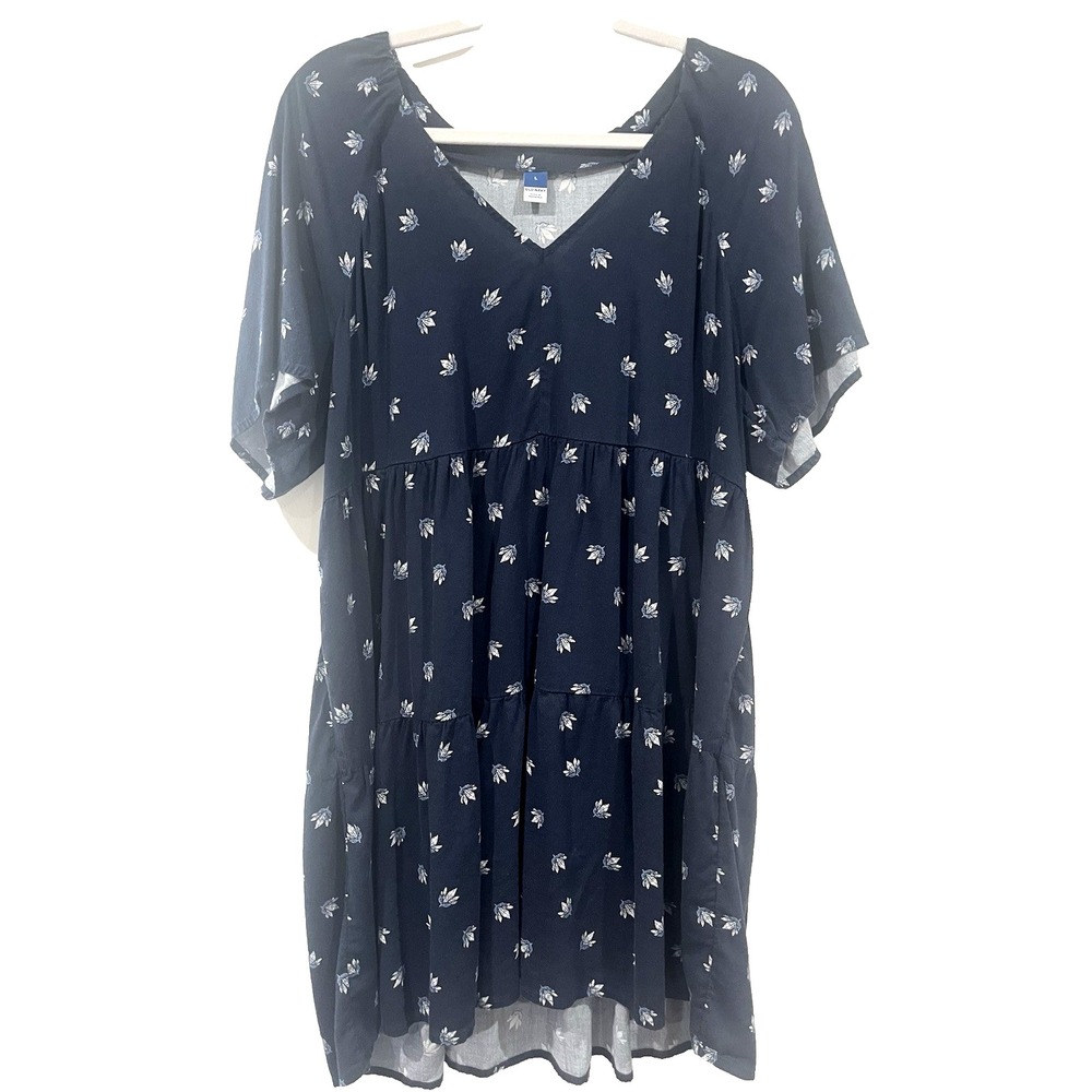 Old Navy Tiered Dress Floral V-Neck Cap Sleeve Oversized CottagecoreL